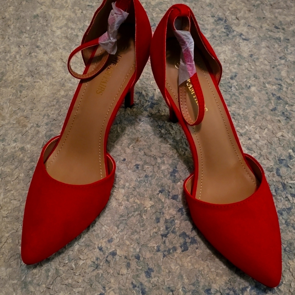 Dream Pairs Red Suede Heels